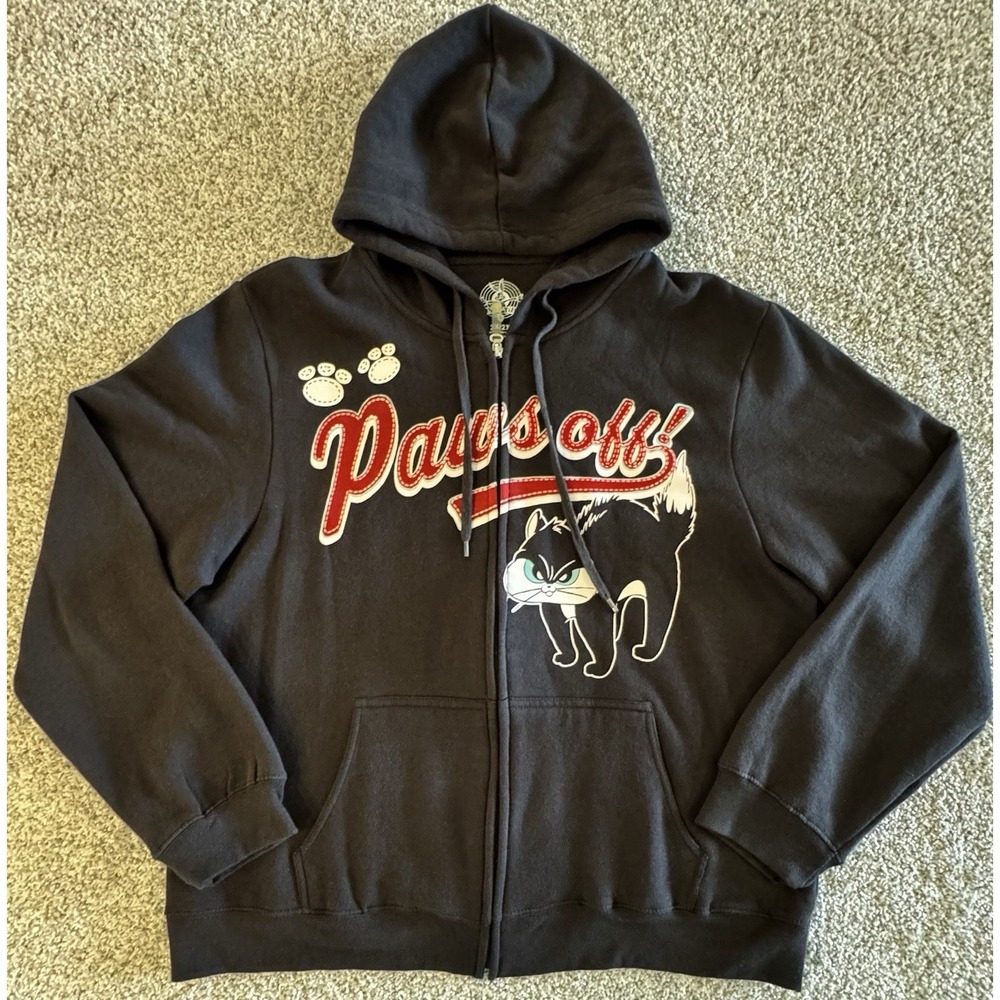 Looney Tunes Pussyfoot Zip Up Hoodie Jacket Womens 2X Black Sweatshirt Paws Off